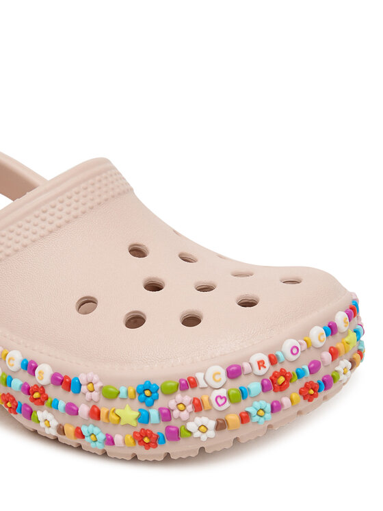 Crocs Natikači Crocs Classic Beaded Band Clog 211627 Bež