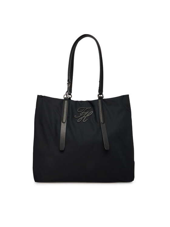 Tommy Hilfiger Kabelka Tommy Hilfiger Th Elevated Nylon Tote AW0AW18406 Čierna