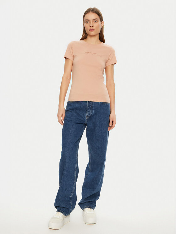 Calvin Klein Jeans Calvin Klein Jeans Marškinėliai Institutional Graphic J20J224990 Oranžinė Slim Fit