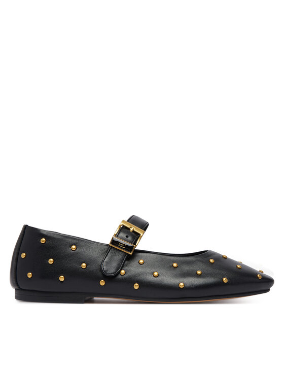 Tommy Hilfiger Balerini Tommy Hilfiger Th Buckle Leather Stud Ballerina FW0FW09541 Negru