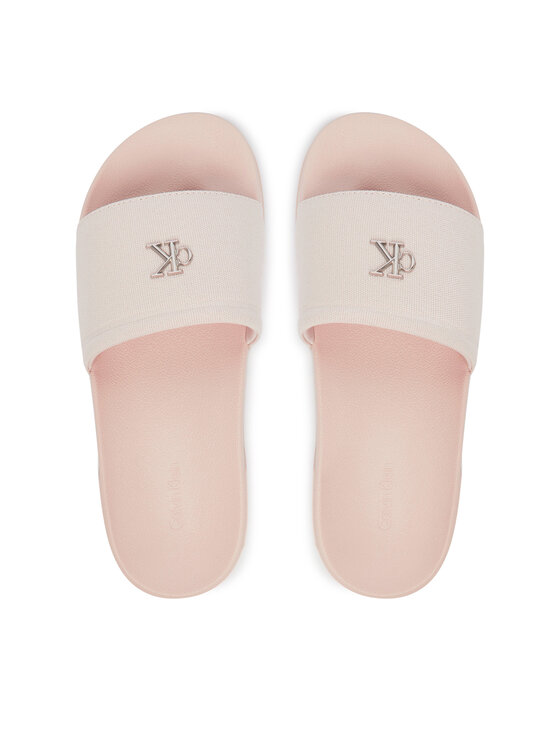 Calvin Klein Natikači Calvin Klein Ess Slide Canvas Hdw HW0HW02960 Bež