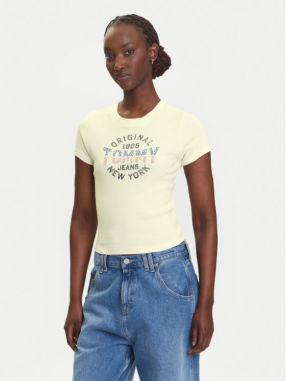 Tommy Jeans Tommy Jeans T-shirt DW0DW21421 Crema Slim Fit