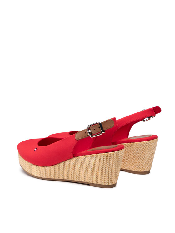 Tommy Hilfiger Espadrilles Tommy Hilfiger Iconic Elba Sling Back Wedge FW0FW04788 Piros