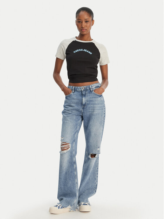 Guess Jeans Guess Jeans Póló W6GIB0 J1314 Fekete Regular Fit