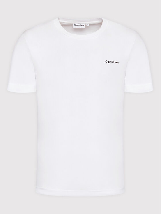 Calvin Klein Calvin Klein Majica Micro Logo Interlock K10K109894 Bela Regular Fit
