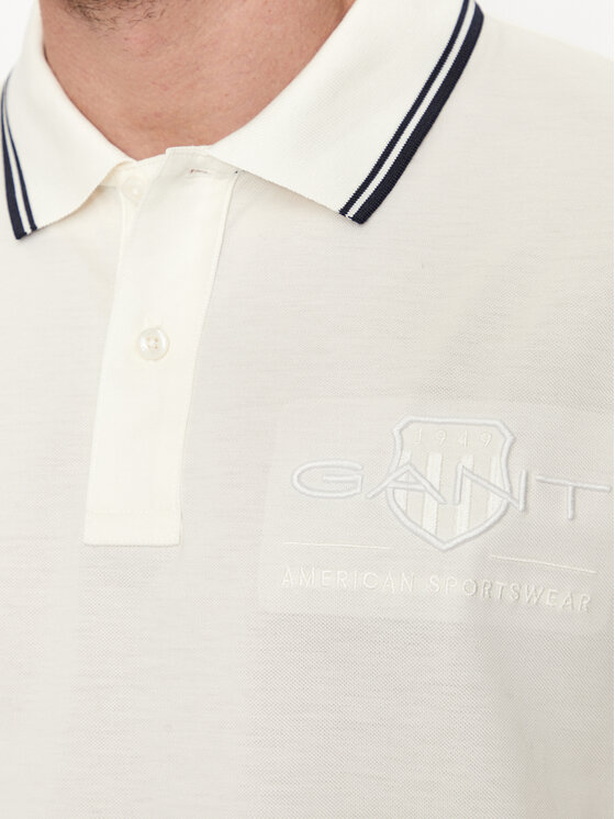Gant Gant Polo majica Contrast 2013039 Écru Regular Fit