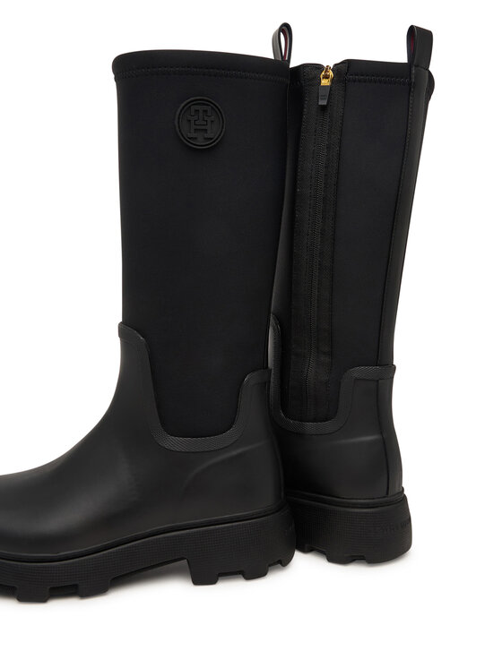 Tommy Hilfiger Γαλότσες Tommy Hilfiger Th Stamp Warm Knee Rain Boot FW0FW09678 Μαύρο