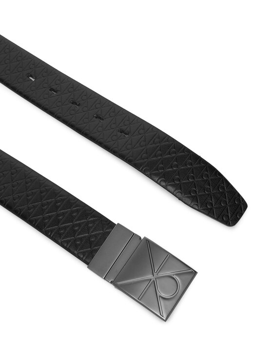 Calvin Klein Moški pas Calvin Klein Emblem Plaque W/ Aop 35Mm Adj/Re LV04D7083G Črna