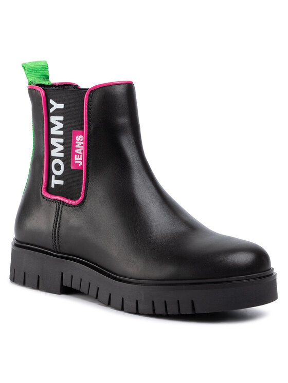 Tommy Jeans Sztyblety Tommy Jeans Neon Detail Chelsea Boot EN0EN00745 Czarny