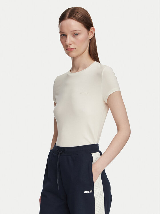 Guess Guess Majica V6YI24 K4787 Svetlo bež Slim Fit