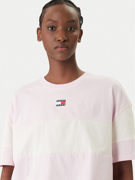 Tommy Jeans Tommy Jeans Camiseta Badge Colour-Blocked DW0DW18706 Rosa Oversize