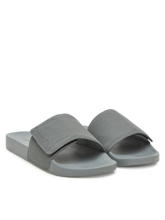 Calvin Klein Παντόφλες Calvin Klein Adj Pool Slide Canvas Logo HM0HM01749 Γκρι