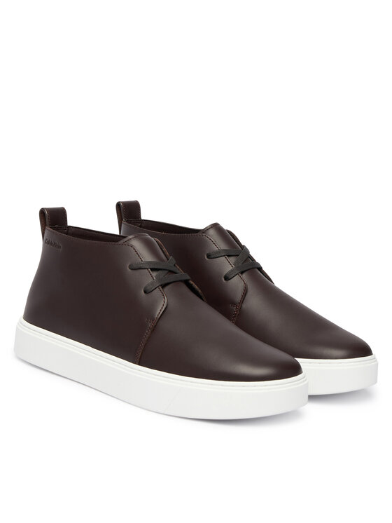 Calvin Klein Sneakersy Calvin Klein Hybrid Clean Cup Mid Boot Lth HM0HM02010 Bordowy
