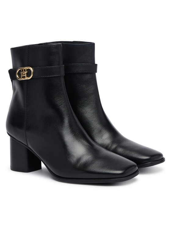 Tommy Hilfiger Botine Tommy Hilfiger Th Strap Leather Block Heel Boot FW0FW09488 Negru