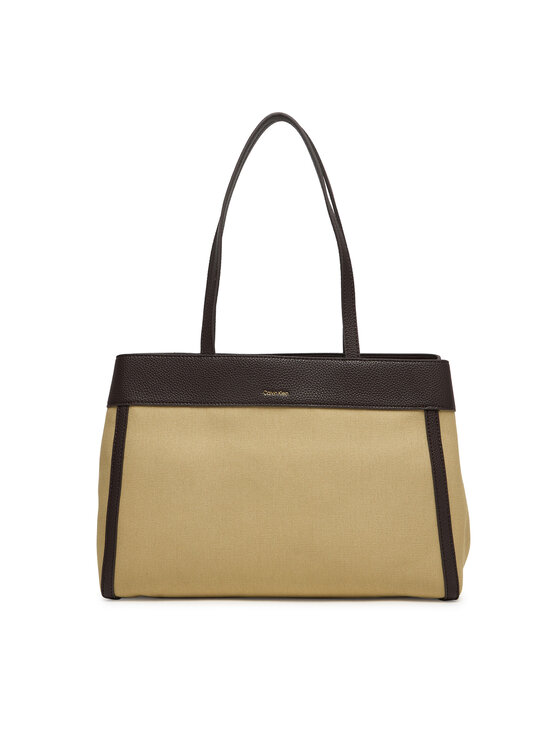 Calvin Klein Rankinė Calvin Klein Ck Canvas Medium Tote LV04F3503G Smėlio