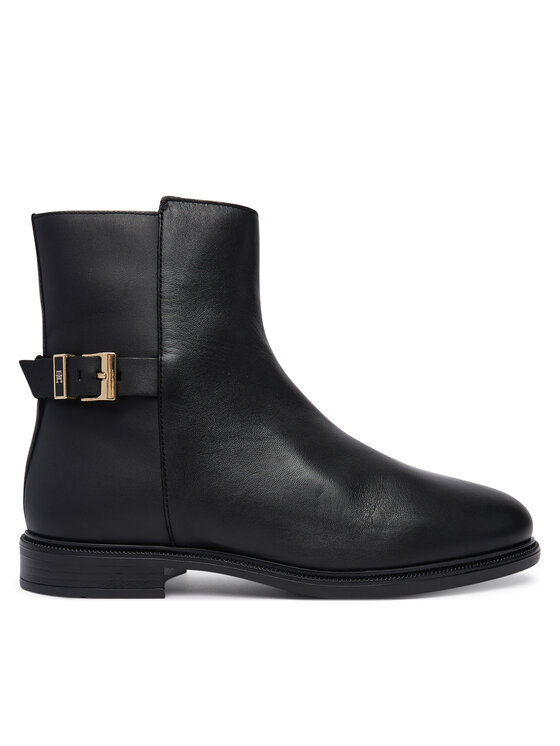 Tommy Hilfiger Боти Tommy Hilfiger Th Buckle Leather Ankle Boot FW0FW09486 Черен