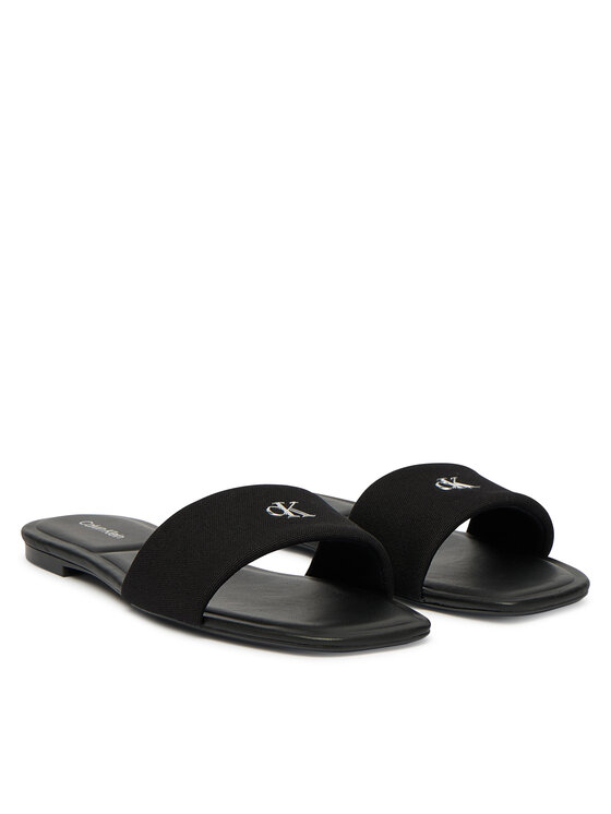Calvin Klein Παντόφλες Calvin Klein Square Flat Sndl Canvas Hw HW0HW03129 Μαύρο