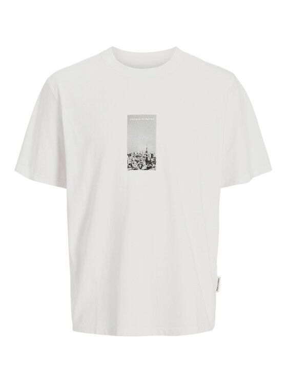 Jack & Jones Jack & Jones Marškinėliai Pacer Photo 12273775 Balta Relaxed Fit