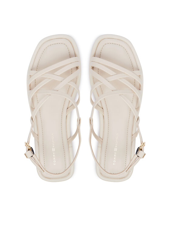 Tommy Hilfiger Sandales Tommy Hilfiger Flat Strappy FW0FW09220 Krēmkrāsas