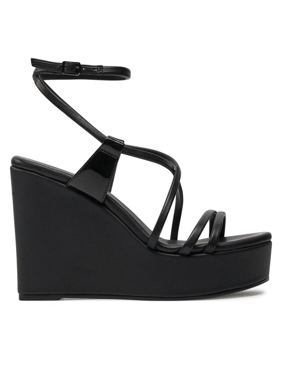 Calvin Klein Sandali Calvin Klein Wedge Sandal 70 Lth HW0HW01952 Črna