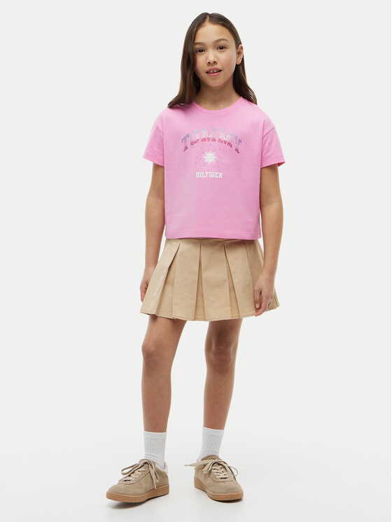 Tommy Hilfiger Tommy Hilfiger Camiseta Sun Rhinestone KG0KG09458 Rosa Regular Fit