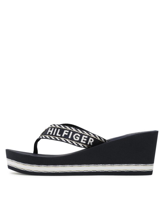 Tommy Hilfiger Žabky Tommy Hilfiger Webbing H Wedge Sandal FW0FW07149 Tmavomodrá