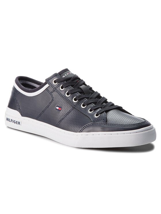Tommy Hilfiger Superge Tommy Hilfiger Core Corporate Leather Sneaker FM0FM01497 Mornarsko modra