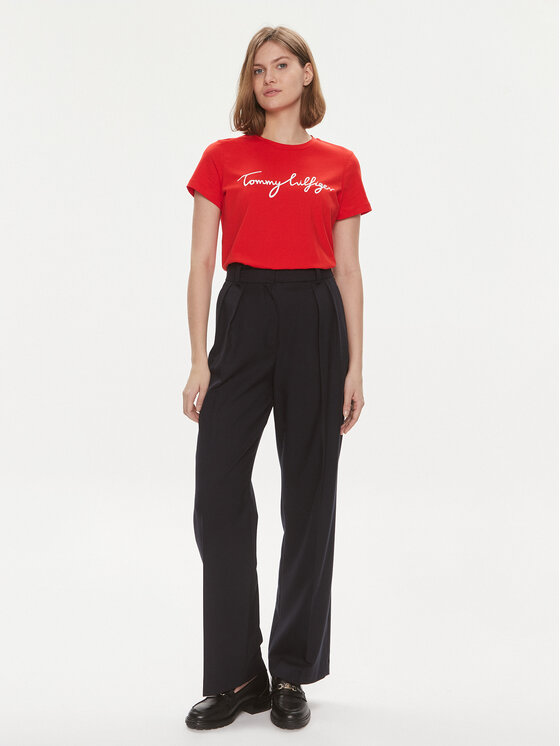 Tommy Hilfiger Tommy Hilfiger Camiseta Signature WW0WW41674 Rojo Regular Fit