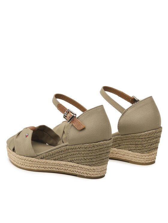 Tommy Hilfiger Espadrile Tommy Hilfiger Basic Open Toe Mid Wedge FW0FW04785 Verde