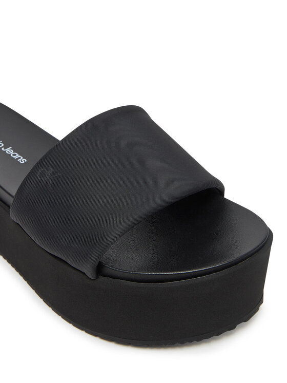 Calvin Klein Jeans Παντόφλες Calvin Klein Jeans Flatform Sandal Slide In Nylon YW0YW01791 Μαύρο