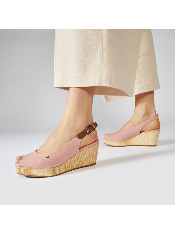 Tommy Hilfiger Espadrilky Tommy Hilfiger Iconic Elba Sling Back Wedge FW0FW04788 Ružová