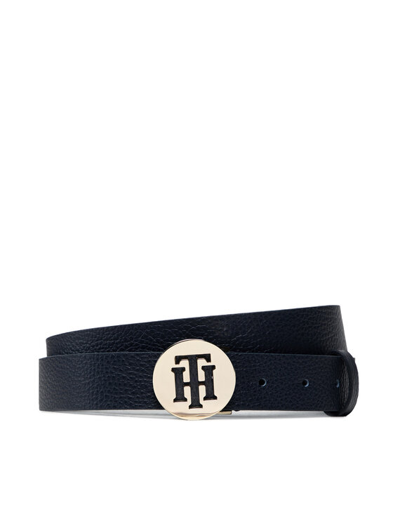 Tommy Hilfiger Dámsky opasok Tommy Hilfiger Th Round Belt 3.0 AW0AW10585 Tmavomodrá