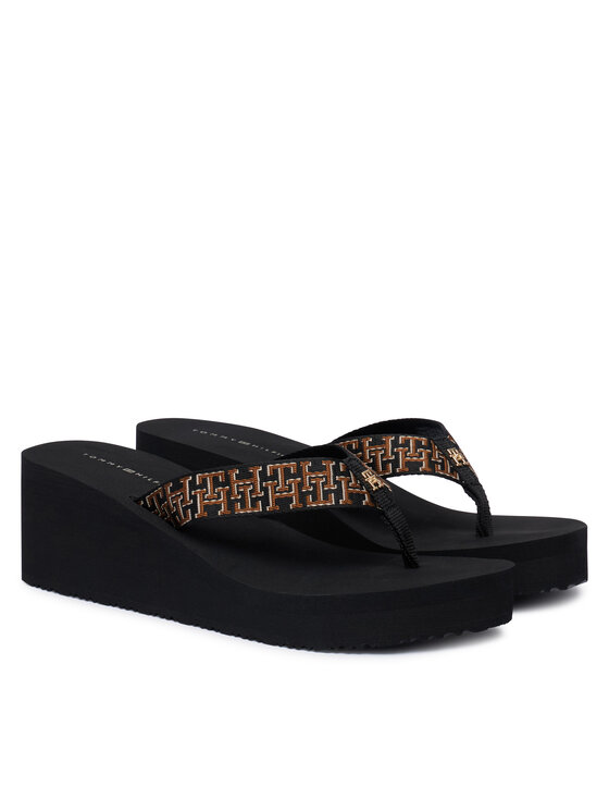 Tommy Hilfiger Σαγιονάρες Tommy Hilfiger Wedge Summer Sandal Mono FW0FW09698 Μαύρο