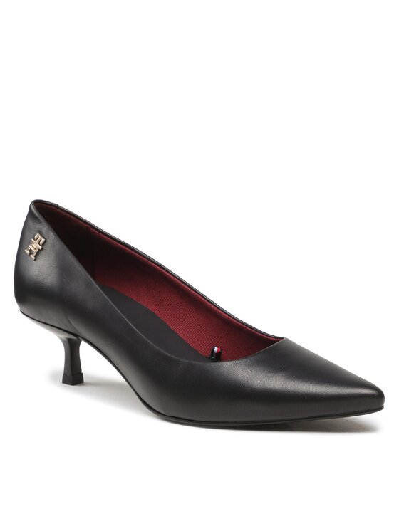 Tommy Hilfiger Pusbačiai Tommy Hilfiger Pointy Kitten Heel Pump FW0FW07524 Juoda