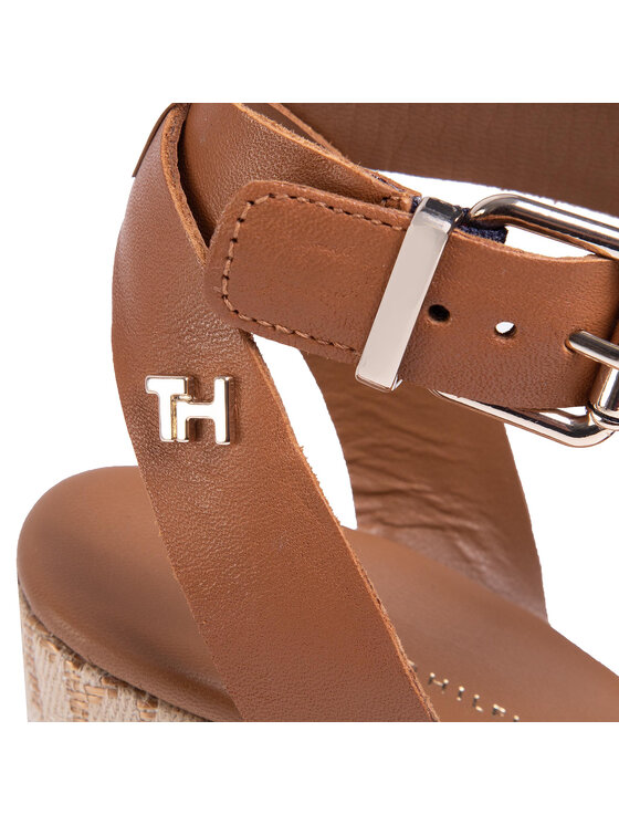 Tommy Hilfiger Espadrile Tommy Hilfiger Th Raffia High Wedge Sandal FW0FW04842 Rjava