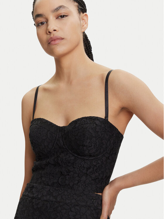 Guess Guess Топ W5YH42 WHD00 Чорний Regular Fit