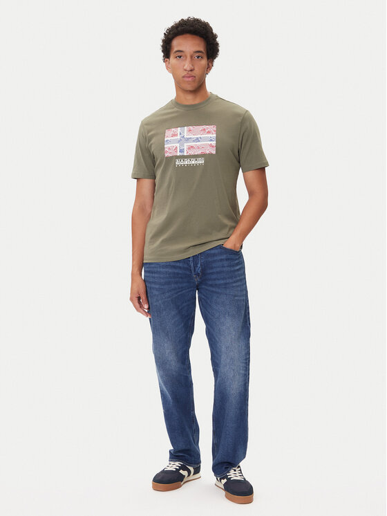 Napapijri Napapijri Camiseta S-Drapeau Ss NP0A891K Caqui Regular Fit