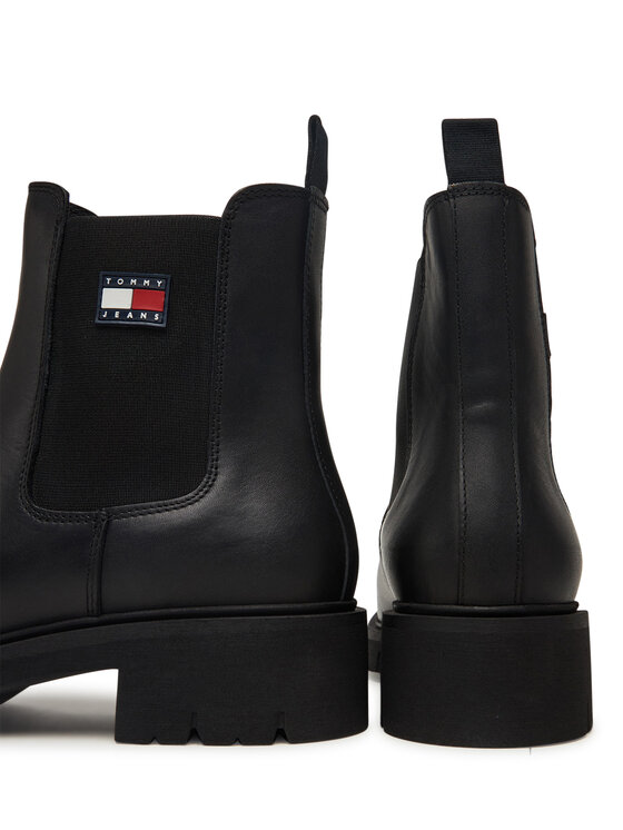 Tommy Jeans Боти тип челси Tommy Jeans Tjw Chelsea Leather Boot EN0EN02825 Черен