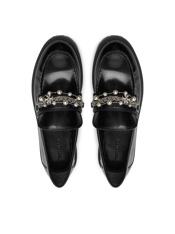 Tory Burch Лофери Tory Burch Embellished Classic Lug Loafer 165828 Чорний