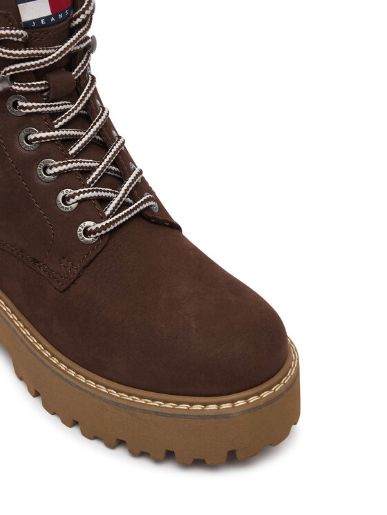 Tommy Jeans Outdoorová obuv Tommy Jeans Tjw Platform Nubuck Boots EN0EN03114 Hnedá