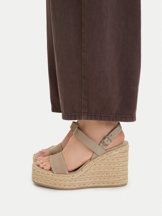 Calvin Klein Espadrilky Calvin Klein Wedge Espad 70 Webbing Lth HW0HW02901 Béžová