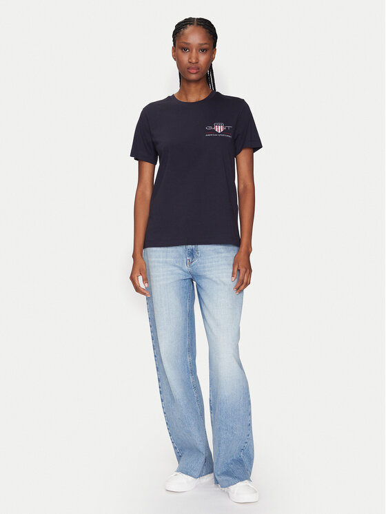Gant Gant T-shirt Bisiklet Yaka 4200277 Blu scuro Regular Fit