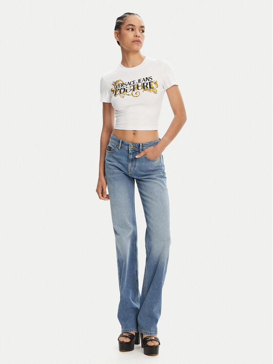 Versace Jeans Couture Versace Jeans Couture Marškinėliai 78HAHC05 Balta Slim Fit