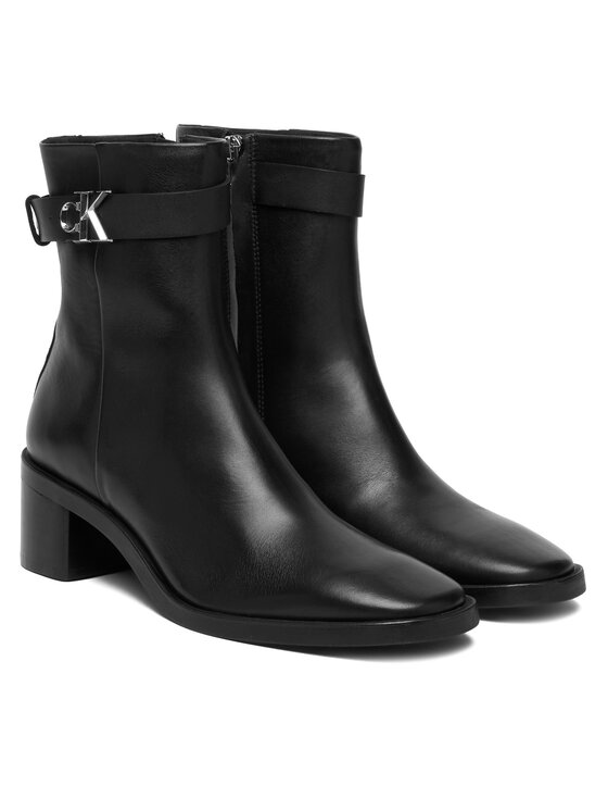 Calvin Klein Μποτάκια Calvin Klein Block Heel Boot W/ Metal Logo HW0HW02591 Μαύρο