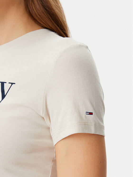 Tommy Jeans Tommy Jeans Póló Essential DW0DW19447 Bézs Slim Fit