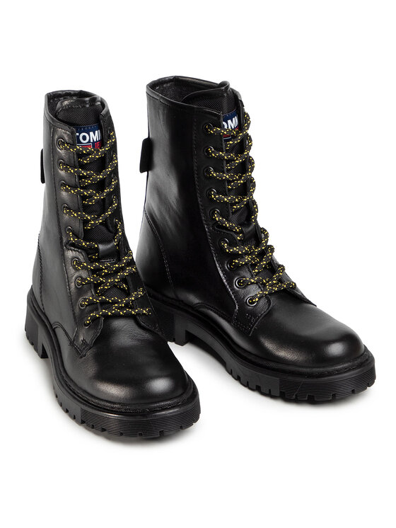 Tommy Jeans Туристически oбувки Tommy Jeans Double Detail Lace Up Boot EN0EN01094 Черен
