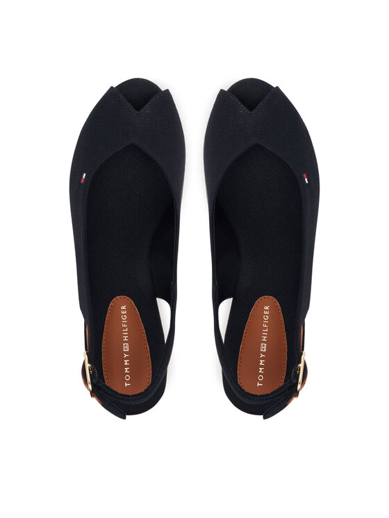 Tommy Hilfiger Sandály Tommy Hilfiger Flag Mid Wedge Espad Slingback FW0FW08595 Tmavomodrá