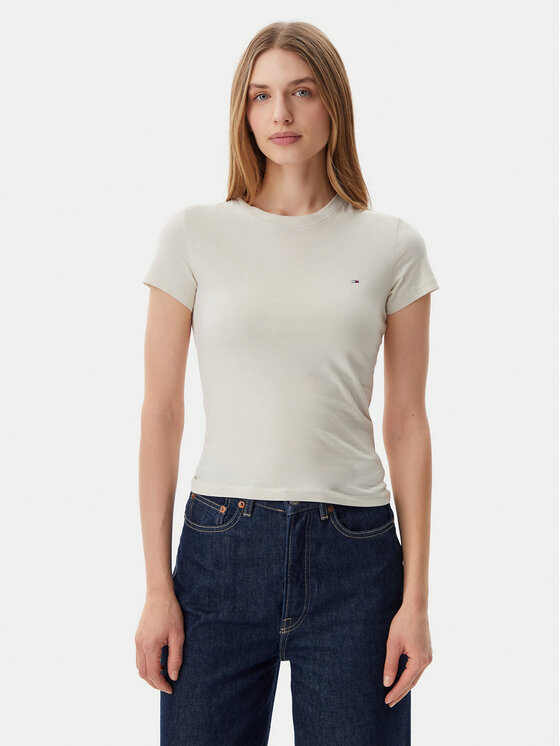 Tommy Jeans Tommy Jeans T-Shirt DW0DW20459 Μπεζ Slim Fit