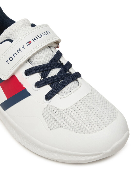 Tommy Hilfiger Sneakersy Tommy Hilfiger Flag Low Cut Lace-Up/Velcro T1X9-34369-1843 S Biały
