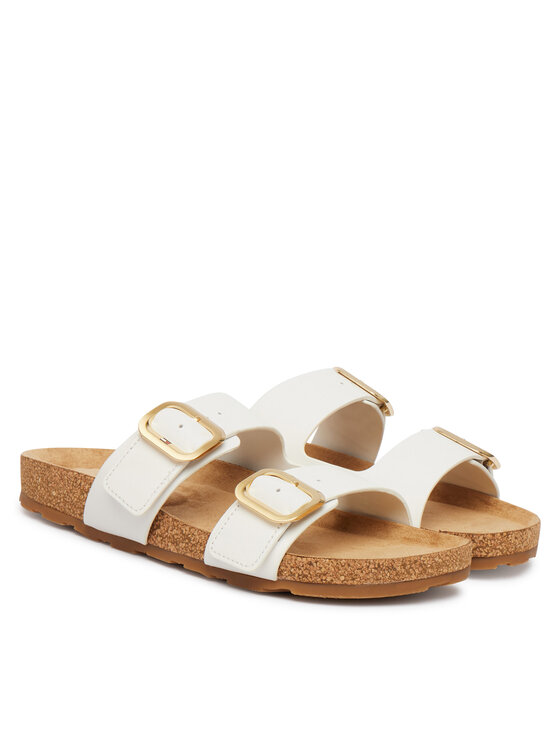 Tommy Hilfiger Nazouváky Tommy Hilfiger Double Strap Cork Sandals FW0FW09118 Bílá